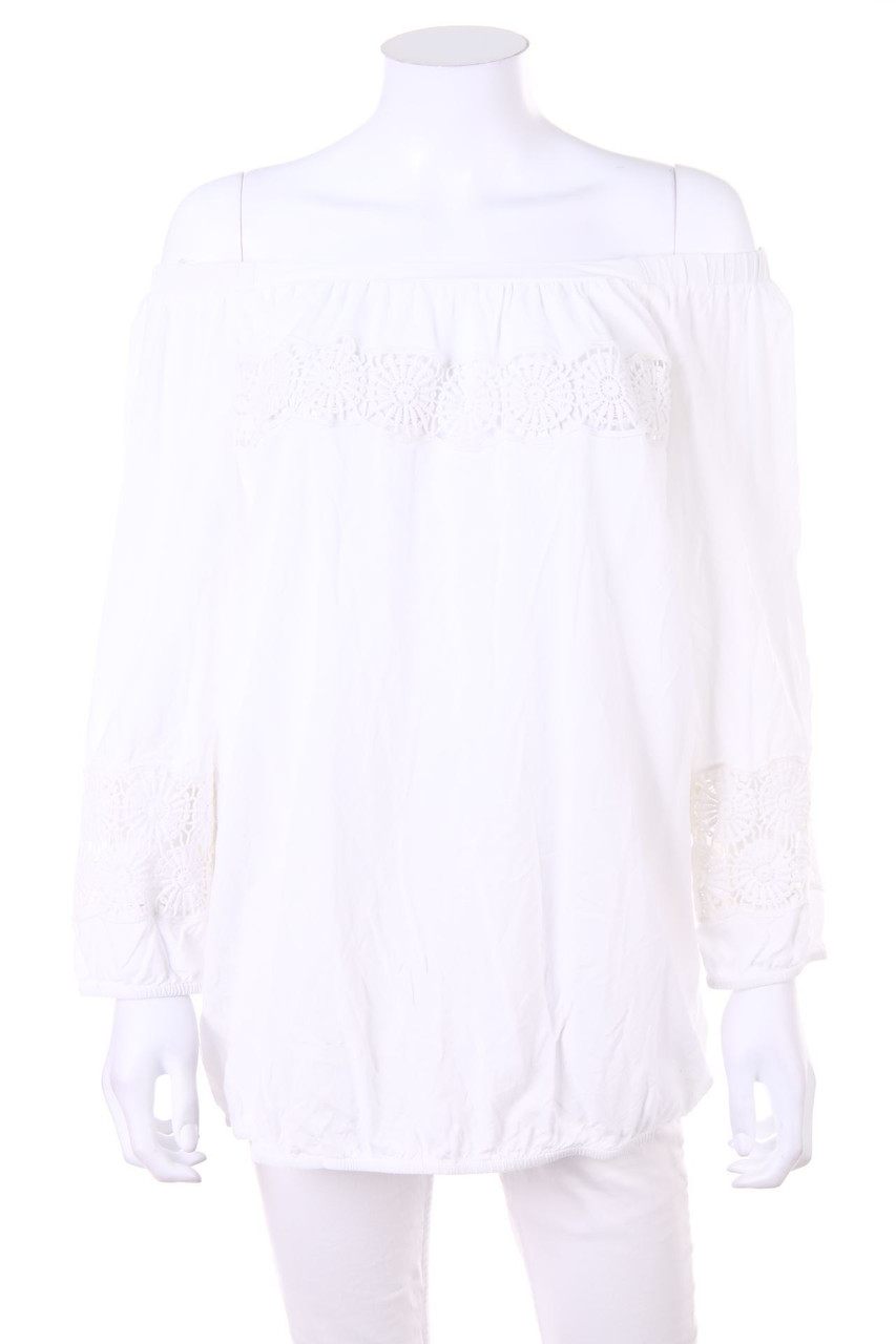 creation L - Carmen-Bluse mit Stickereien - D 42