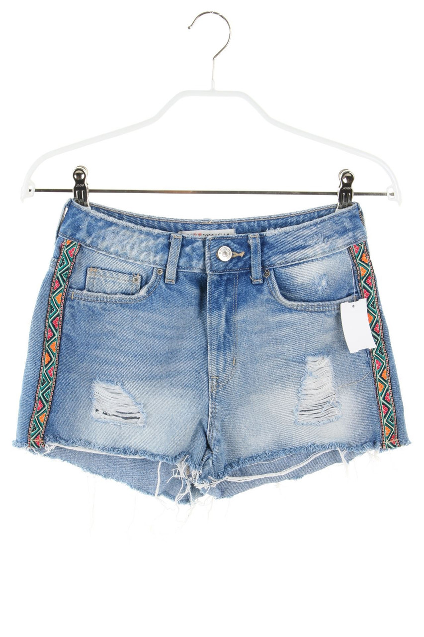 H&M COACHELLA - Destroyed Jeans-Shorts mit Ethno-Print - D 32