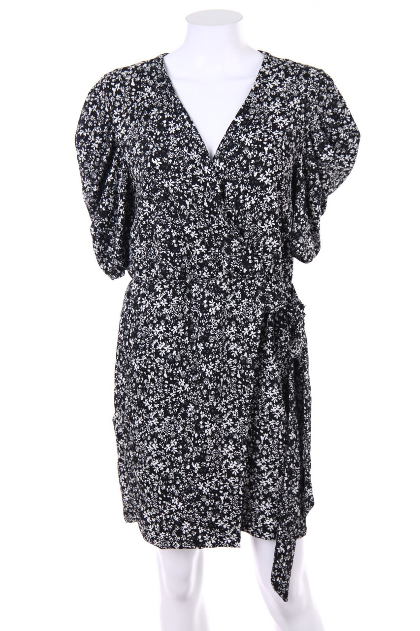 MANGO - Kleid in Wickel-Optik mit Blumen-Print - M