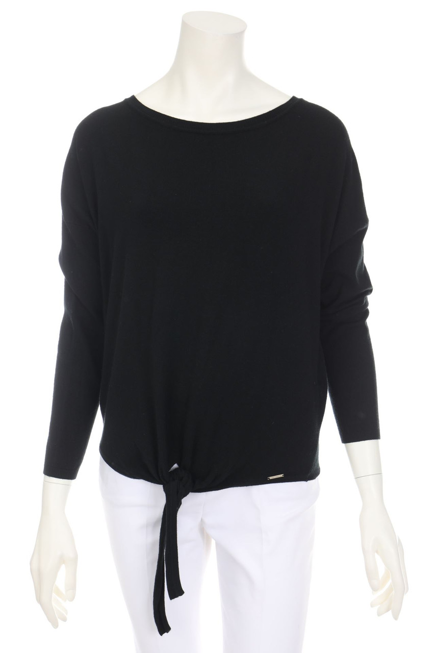 ANNARITA N - Oversize-Strick-Pullover mit überschnittener Schulter zum Knoten - M