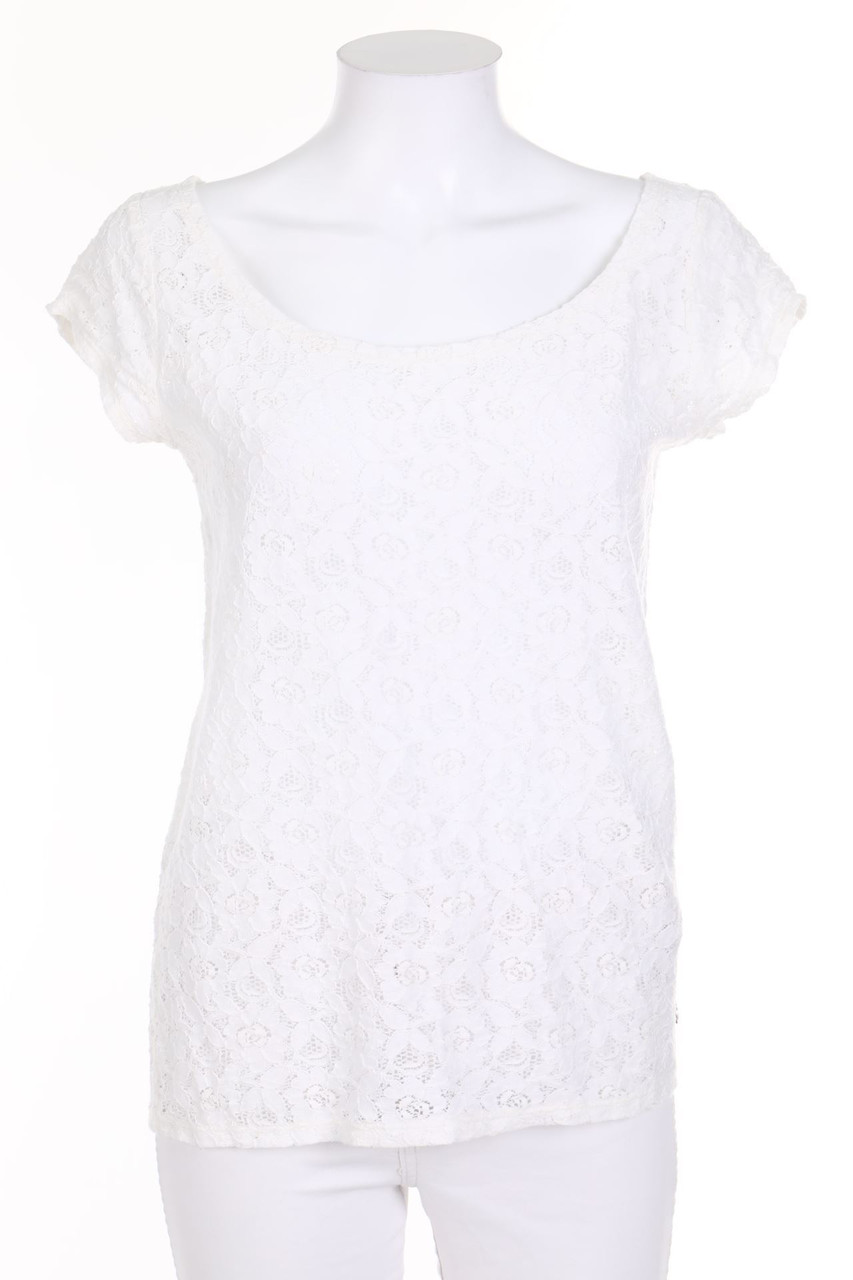 TOM TAILOR Denim - Kurzarm-Bluse aus Spitze - XS