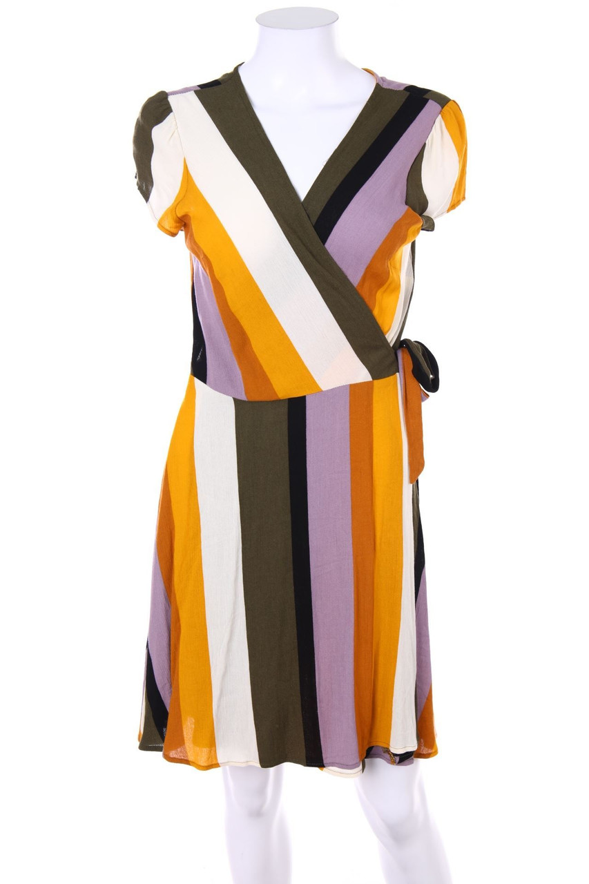 SECONDHAND - Wickelkleid mit Streifen - S