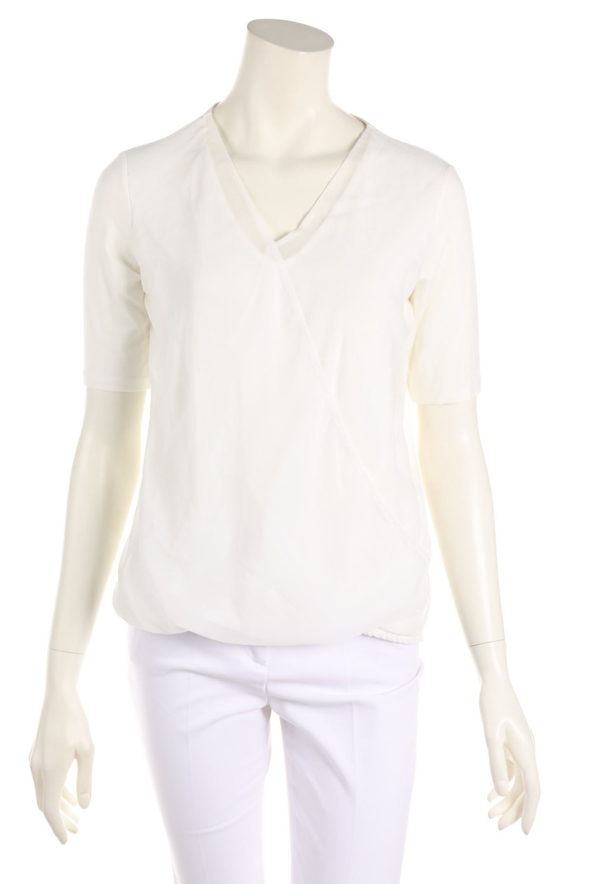 comma - Bluse mit 3/4-Ärmel in Wickel-Optik - D 36