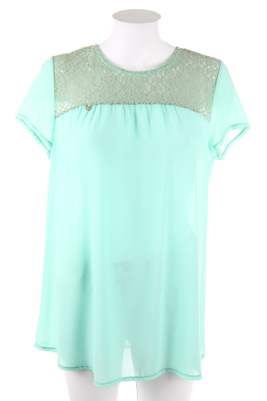 MATILDE UP - Kurzarm-Bluse mit Logo-Plakette - L