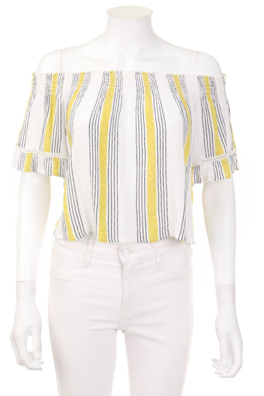 Bershka - Carmen-Bluse mit Streifen - M