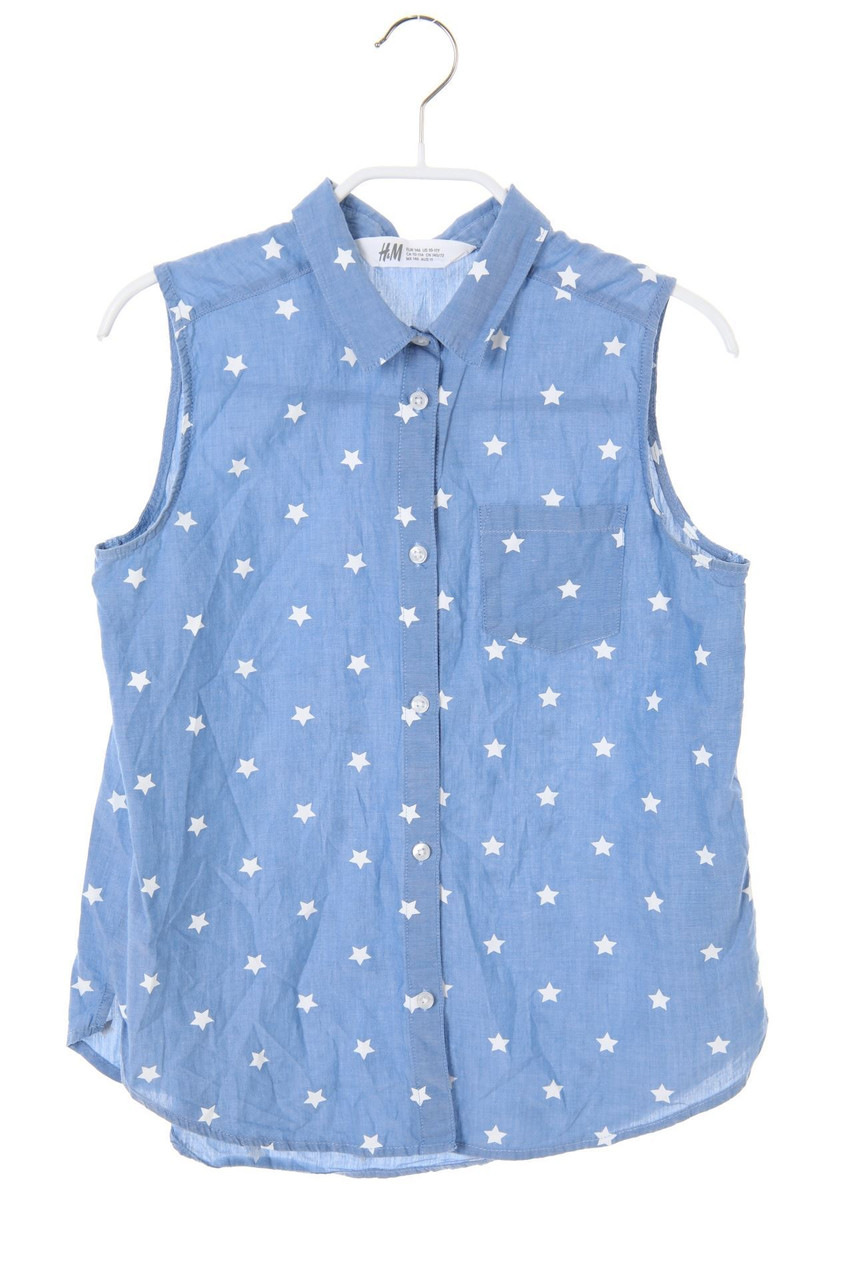 H&M - Bluse in Denim-Optik mit Print - 146