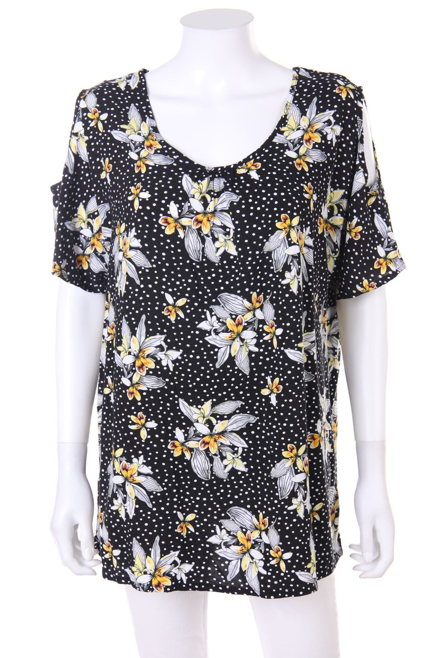 Laura Torelli plus - Cold-Shoulder-Bluse mit Blumen-Print - D 44-46