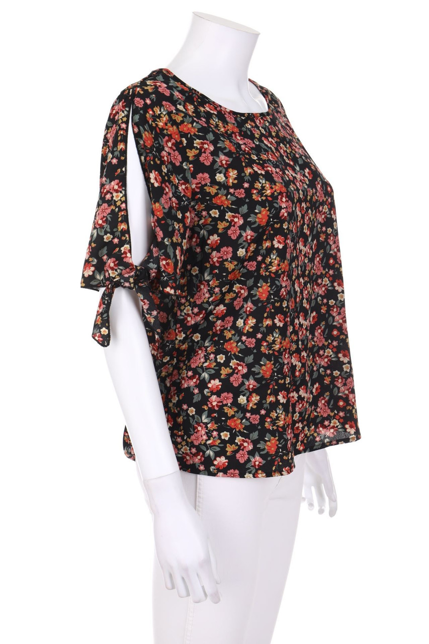 SHEIN - Kurzarm-Bluse mit Blumen-Print - M