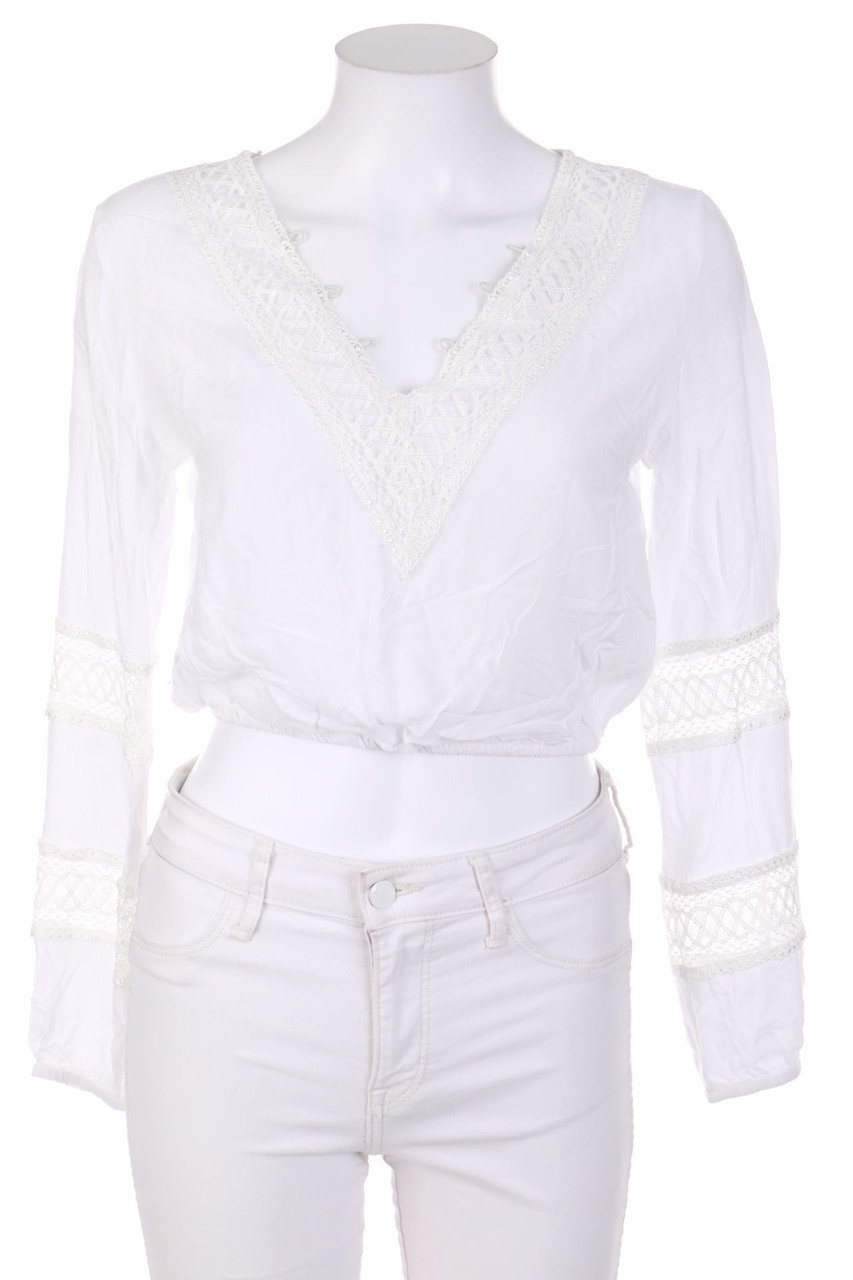TALLY WEiJL - Cropped-Boho-Bluse mit Spitzen-Einsatz - XS
