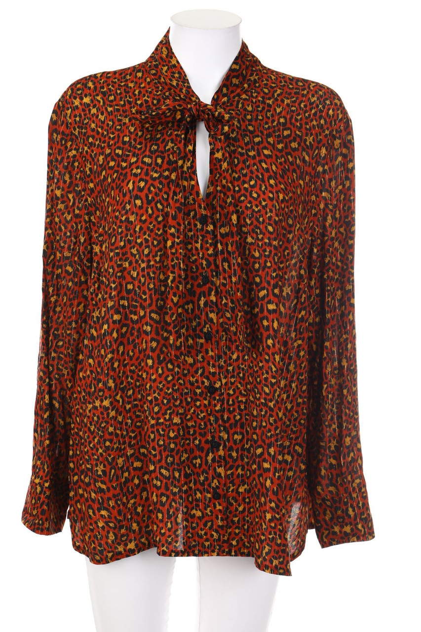 Mona - Schluppen-Bluse mit Leo-Print - D 48