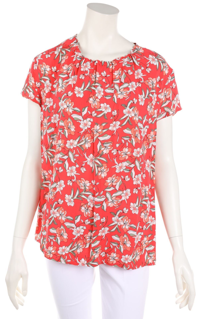 TAIFUN - Kurzarm-Bluse mit Blumen-Print - L