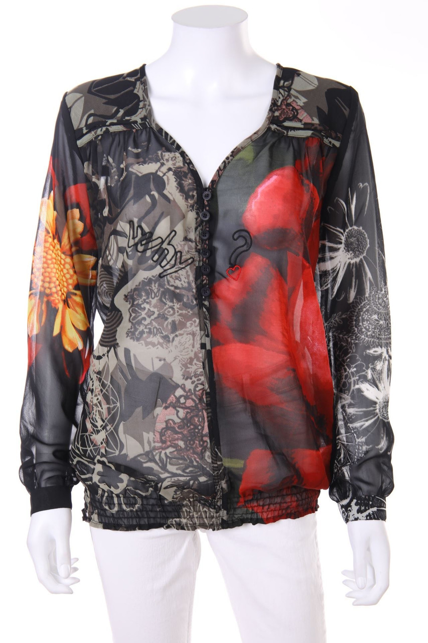 Desigual - Chiffon-Bluse mit Stickereien - M