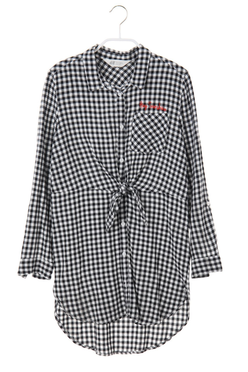 H&M - Karo-Bluse mit Stickereien zum Knoten - 146