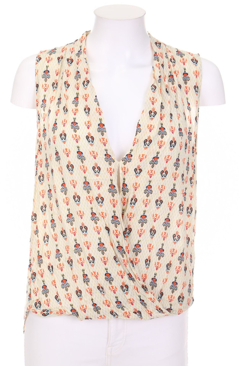 ZARA - Vokuhila-Blusentop in Wickel-Optik mit Print - S