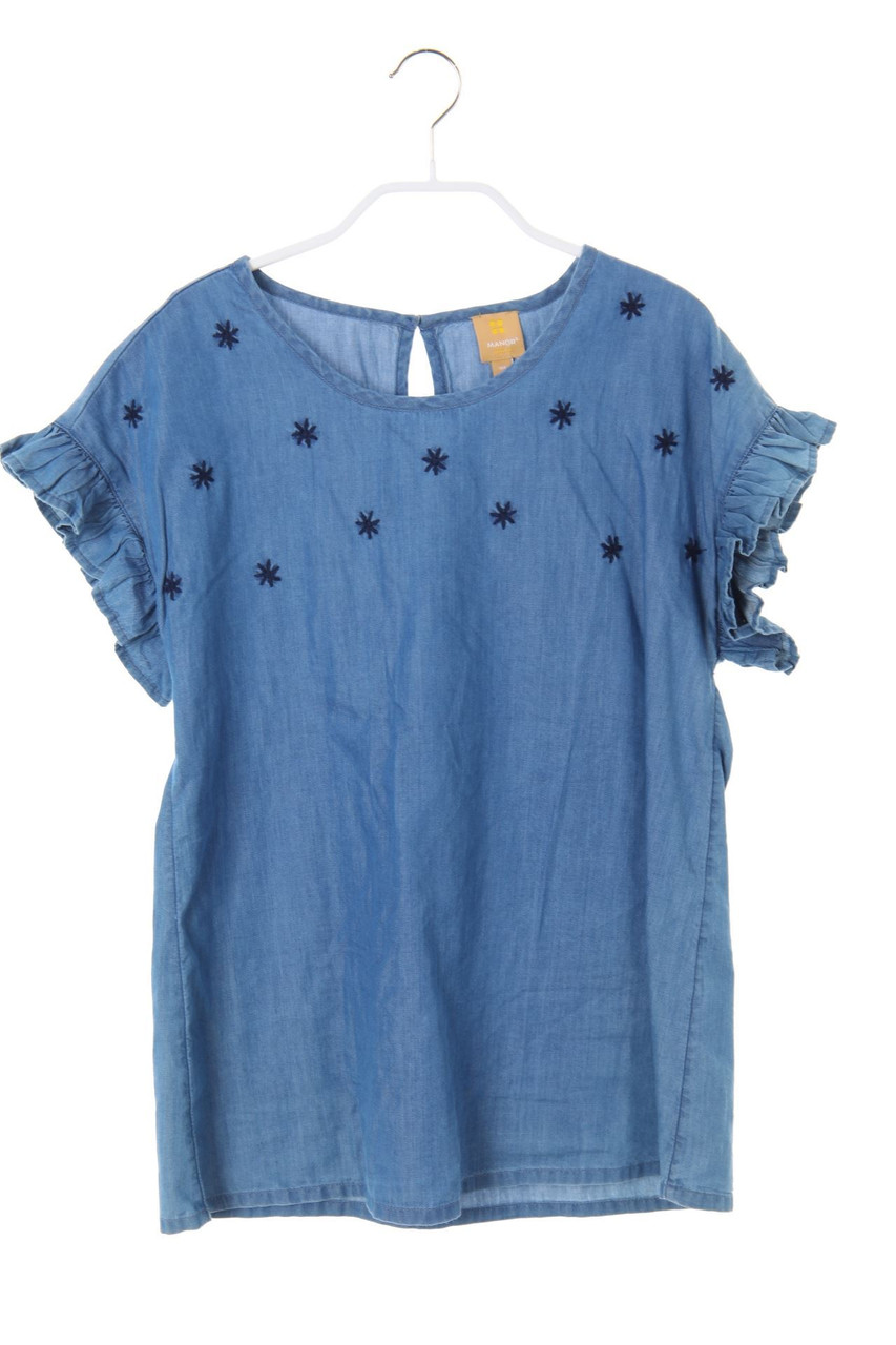 MANOR junior - Bluse in Denim-Optik mit Stickereien - 164