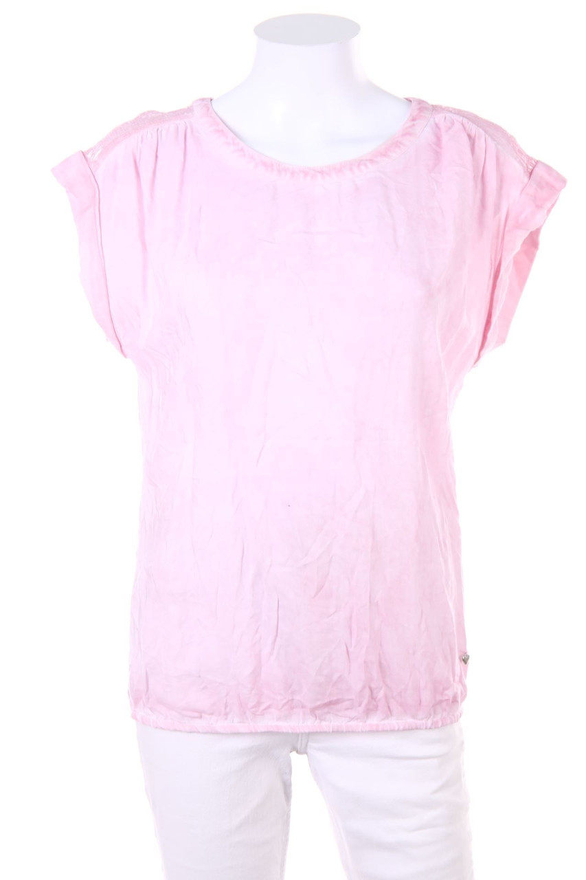 Ohne Label - Garment Dyed-Kurzarm-Bluse mit Pailletten - D 38