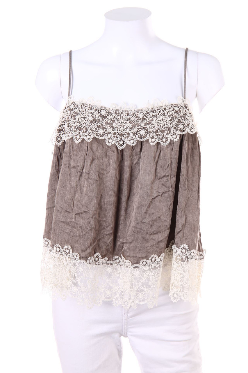 ZARA - Blusentop mit Spitze - M