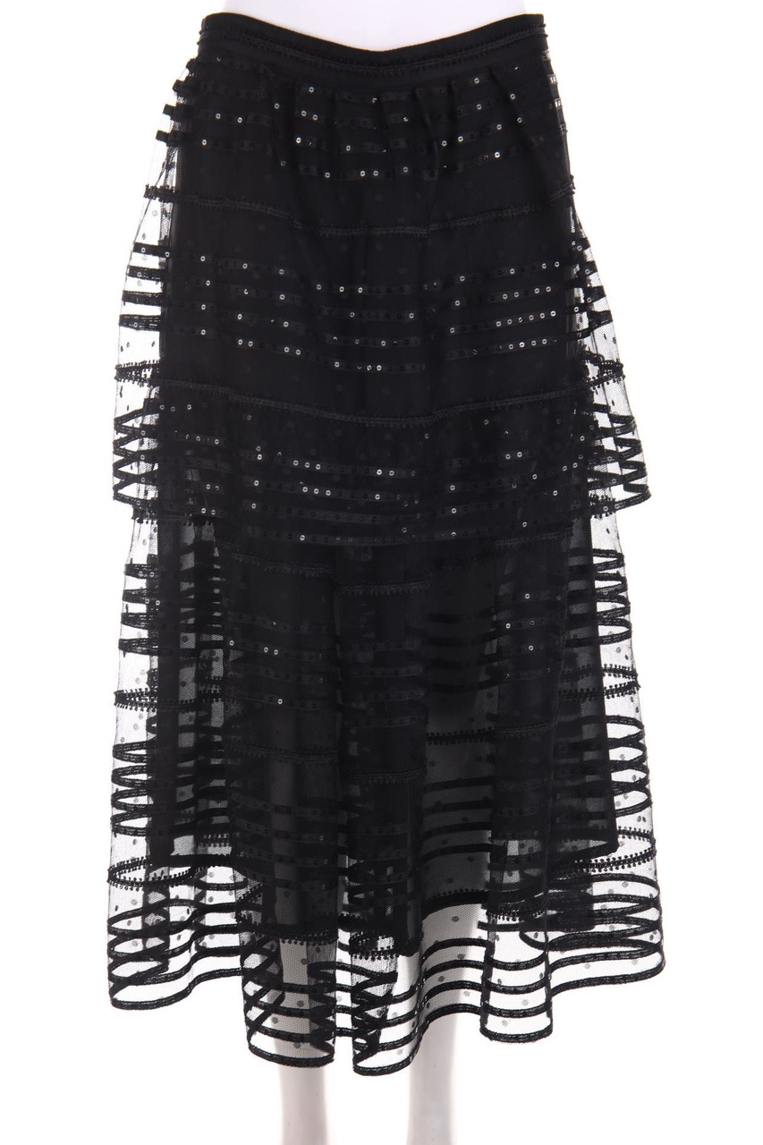 RIANI - Midirock aus Mesh im Layer Look mit Pailletten - D 38