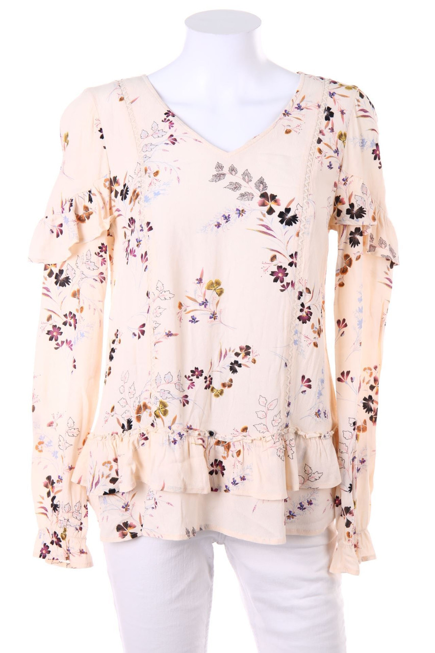 promod - Volants-Bluse mit Blumen-Print - D 40