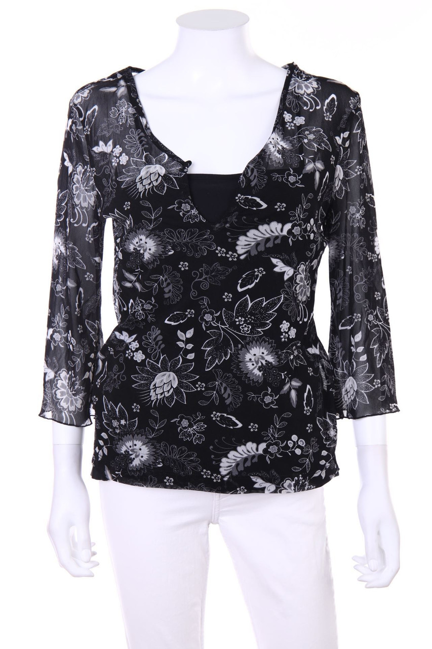 s.Oliver - Print-Bluse mit 3/4-Ärmel im Layer Look - D 40