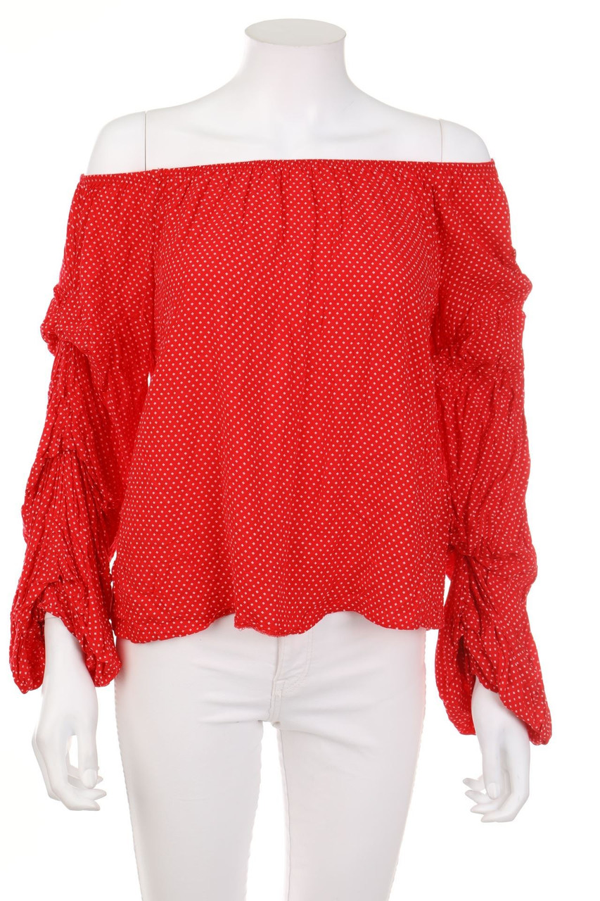 AMISU - Carmen-Bluse mit Punkten - M