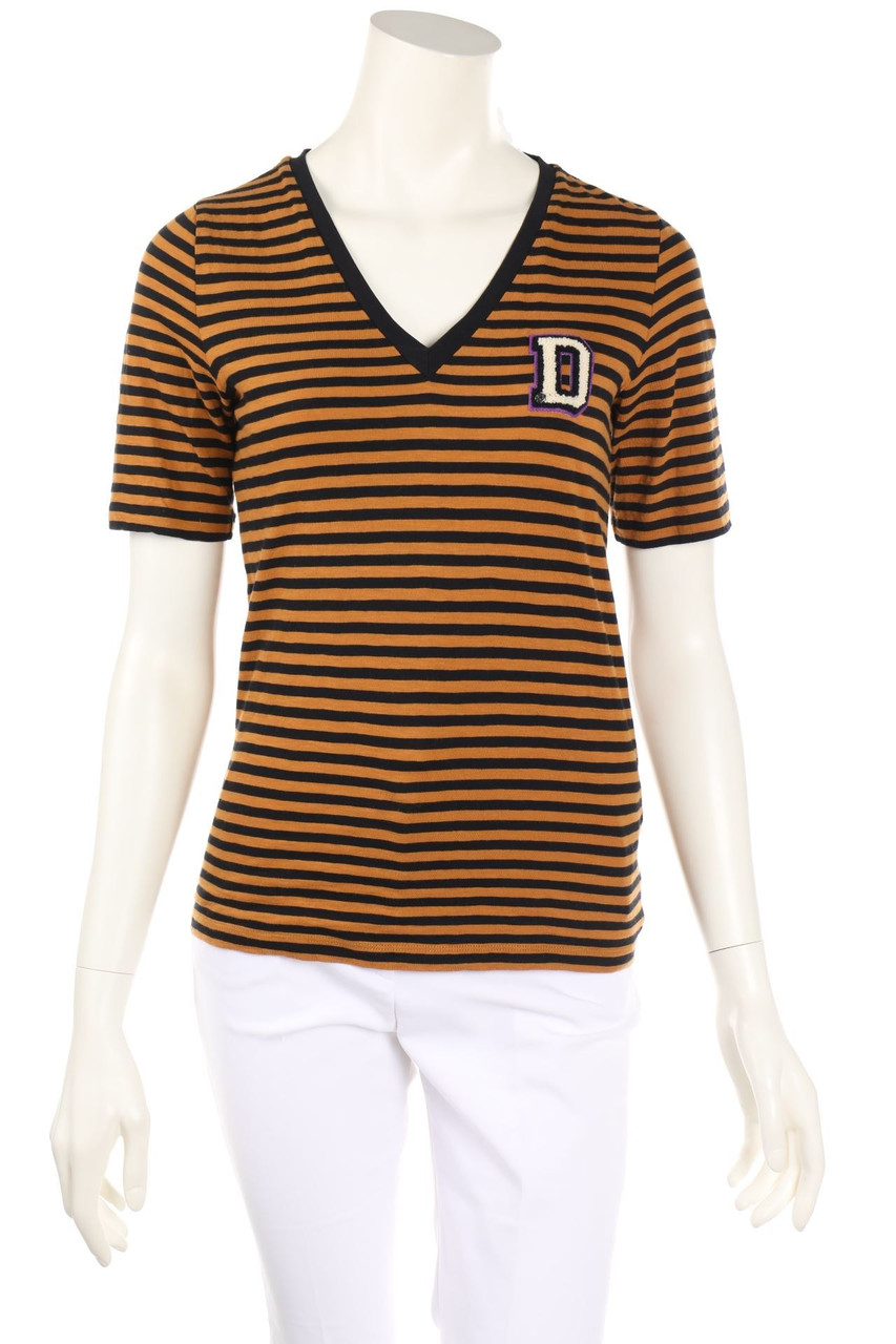 DOROTHEE SCHUMACHER - Streifen-Kurzarm-Shirt mit Logo-Patch - D 34