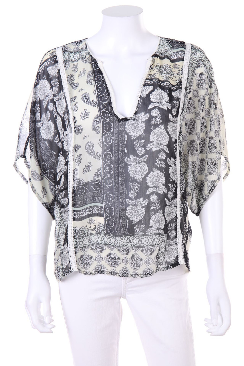ESPRIT - Kurzarm-Bluse mit Print - D 36