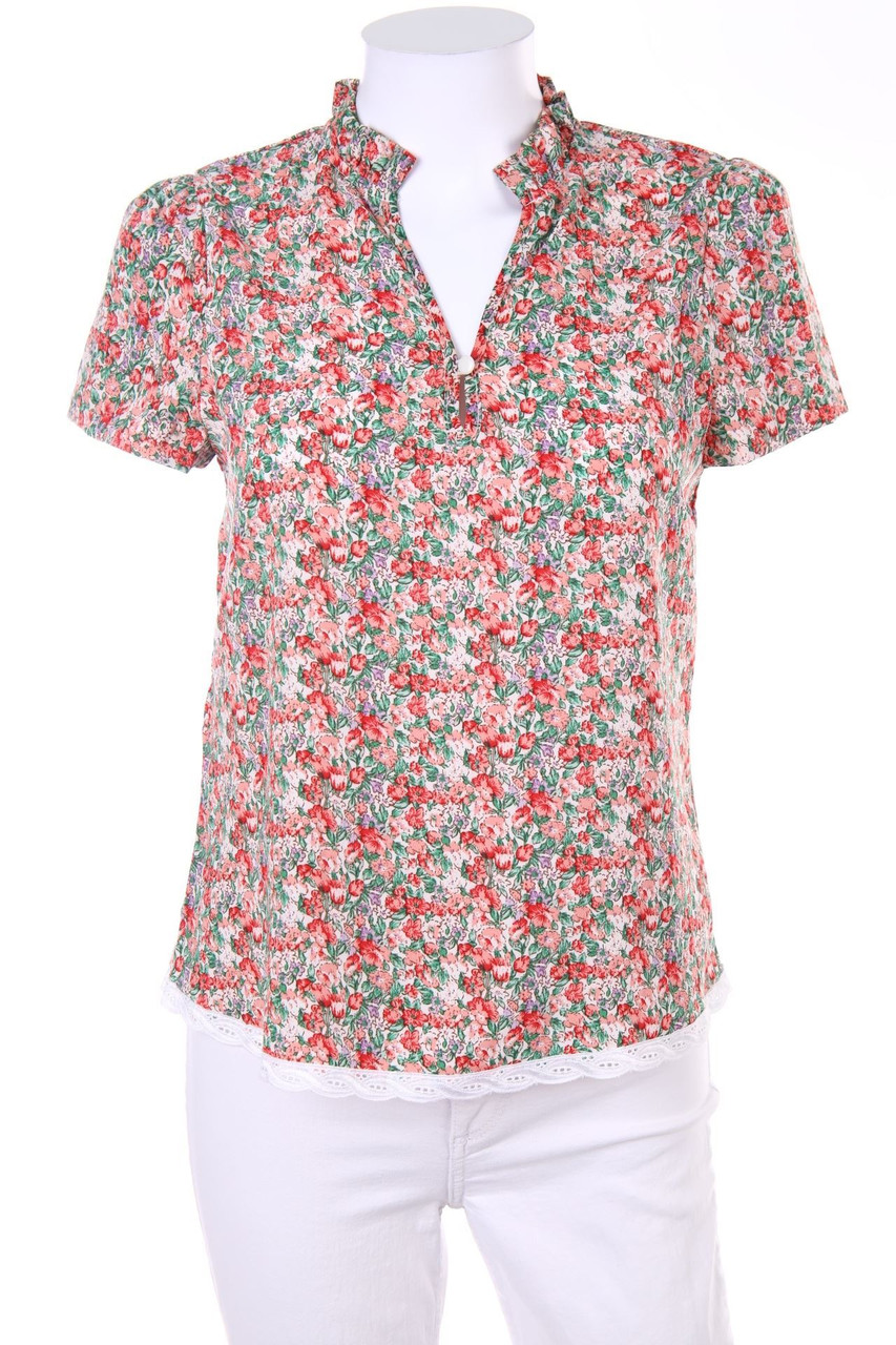 SHEIN - Kurzarm-Bluse mit Blumen-Print - XS