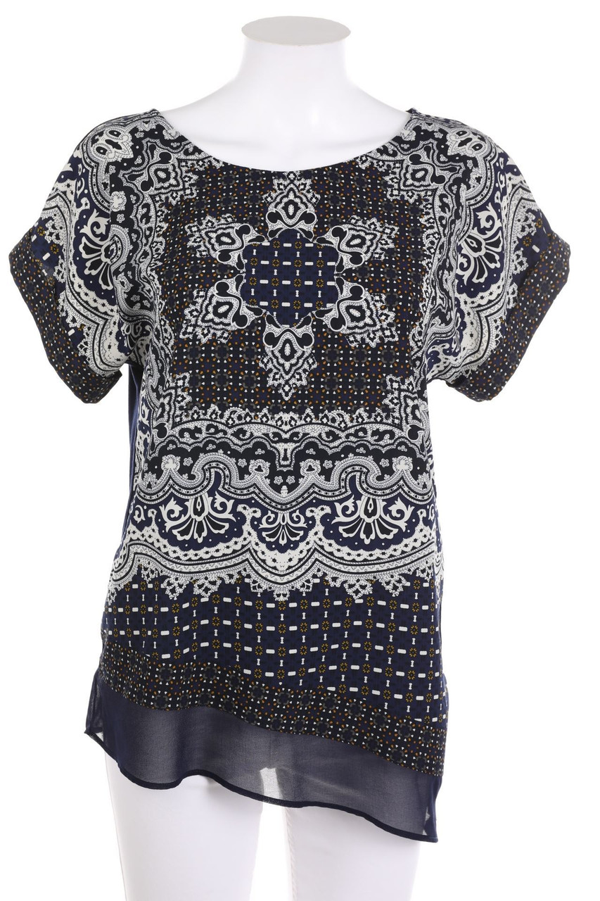 promod - Print-Kurzarm-Bluse mit asymmetrischem Schnitt - L