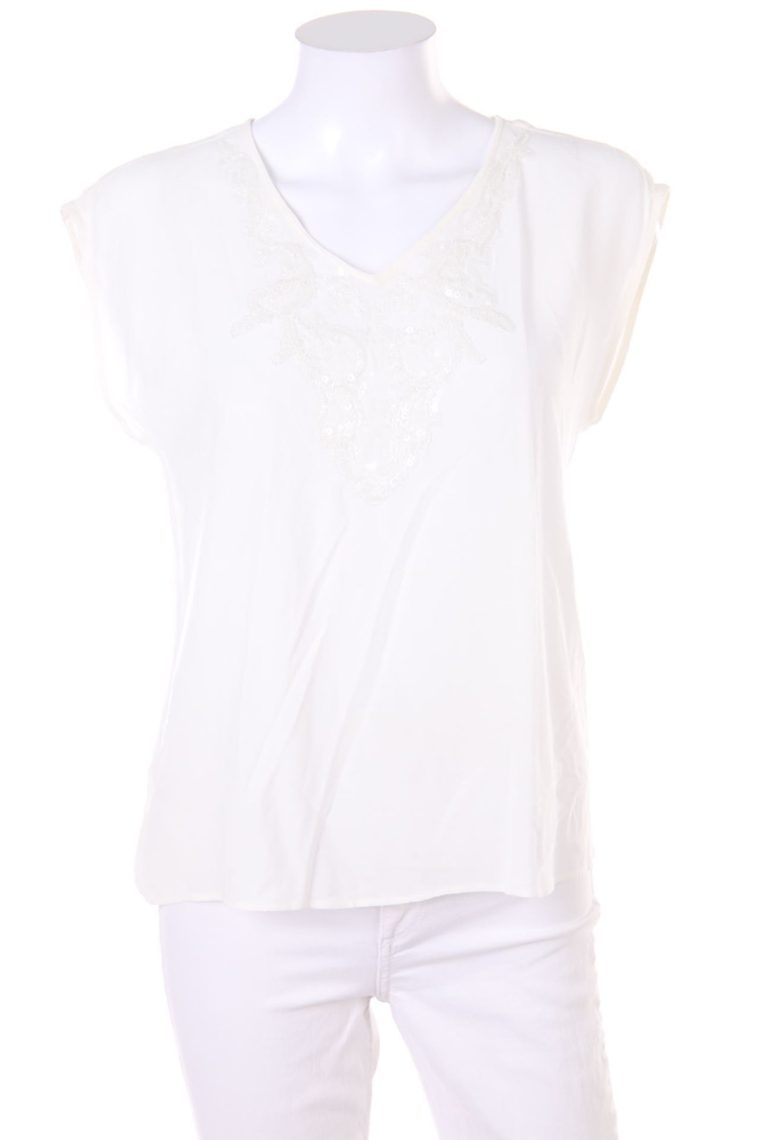 s.Oliver PREMIUM - Blusentop mit Pailletten - D 36