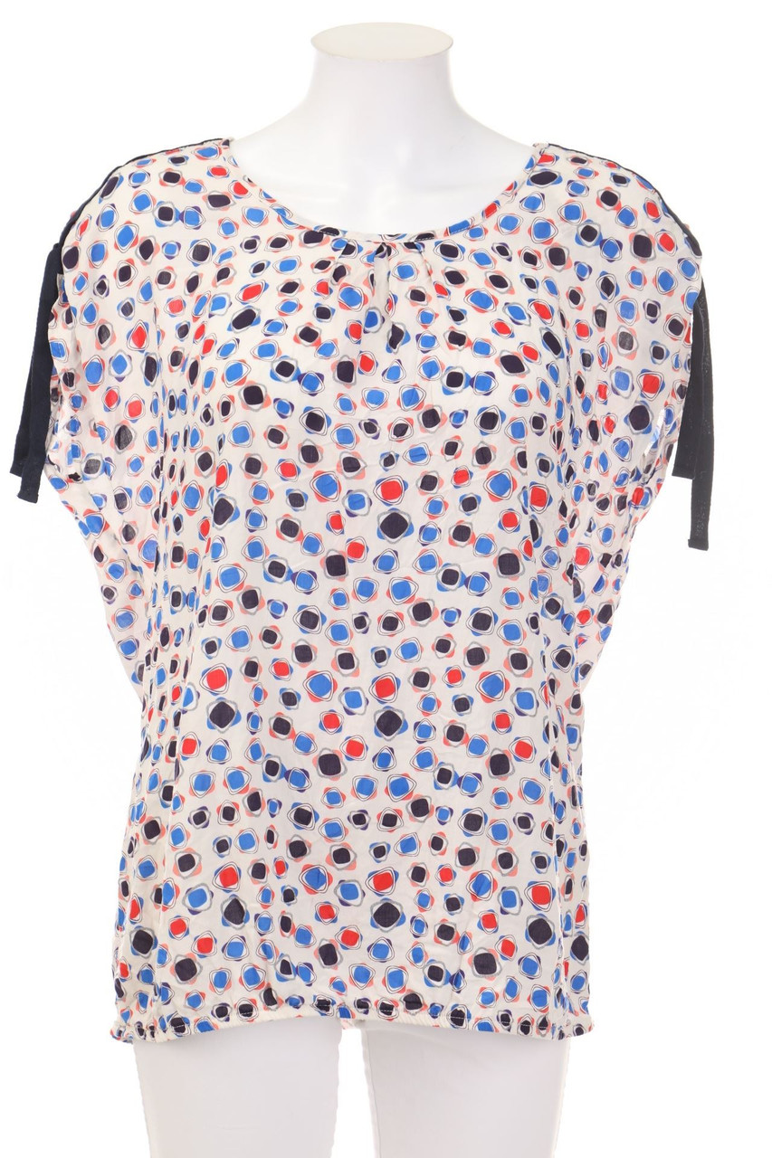 Ohne Label - Kurzarm-Bluse mit geometrischem Muster - D 44