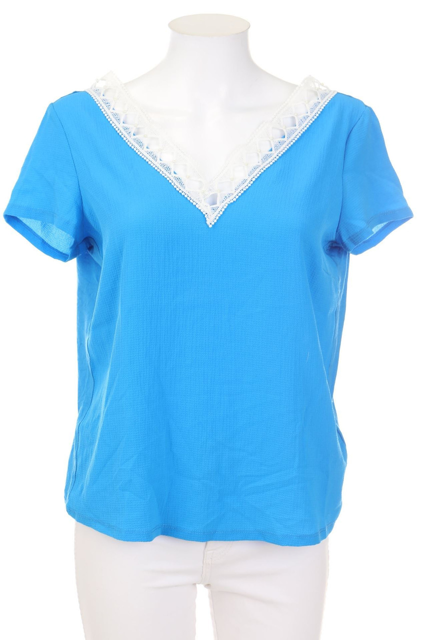 NAF NAF - Kurzarm-Bluse mit Perlen - M