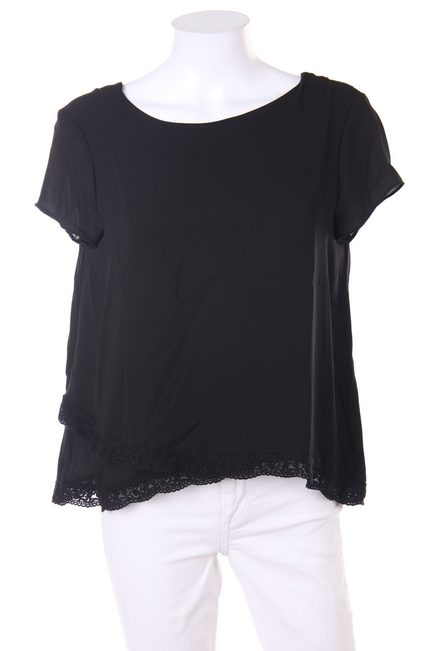 ZARA TRF - Kurzarm-Bluse mit Spitze - M