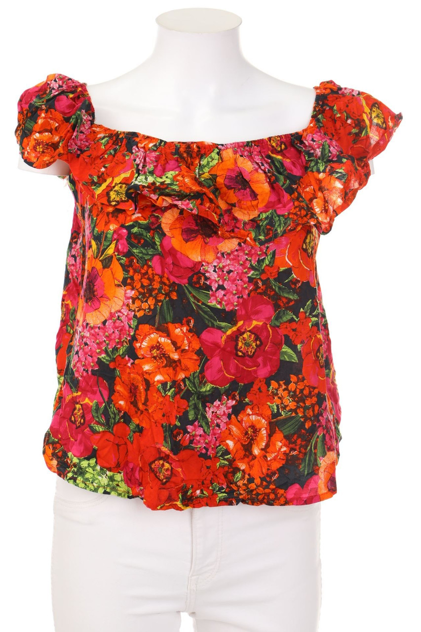 RESERVED - Carmen-Bluse mit Blumen-Print - D 34