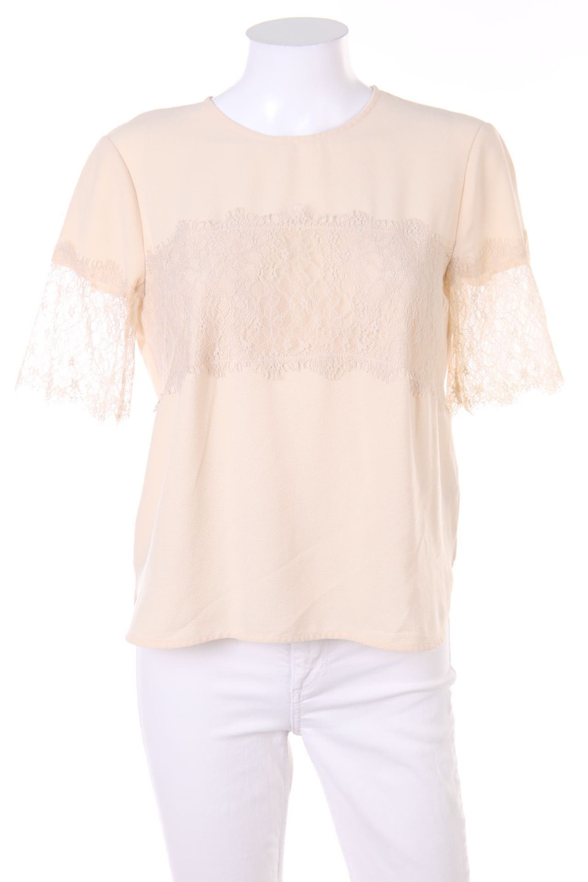 ZARA - Kurzarm-Bluse mit Spitze - M