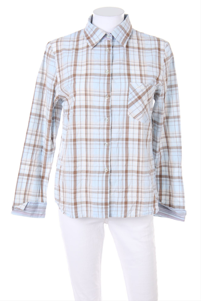 ESPRIT - Karo-Hemd-Bluse mit Logo-Stickerei - D 36