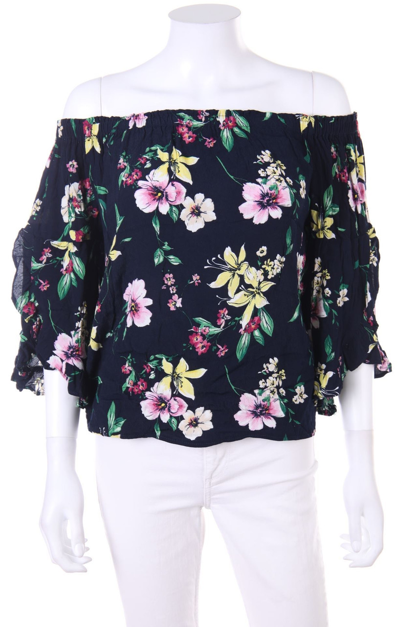 Bershka - Carmen-Bluse mit Blumen-Print - M