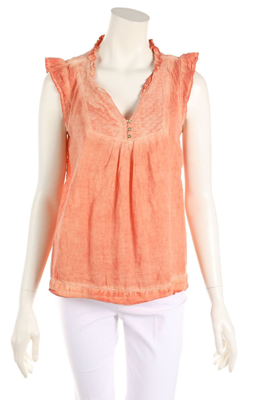 MAISON SCOTCH - Garment Dyed-Tunika-Bluse mit Rüschen - D 38