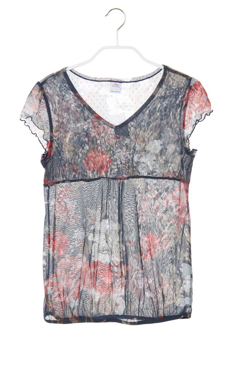 s.Oliver - T-Shirt aus Mesh mit Blumen-Print - 152