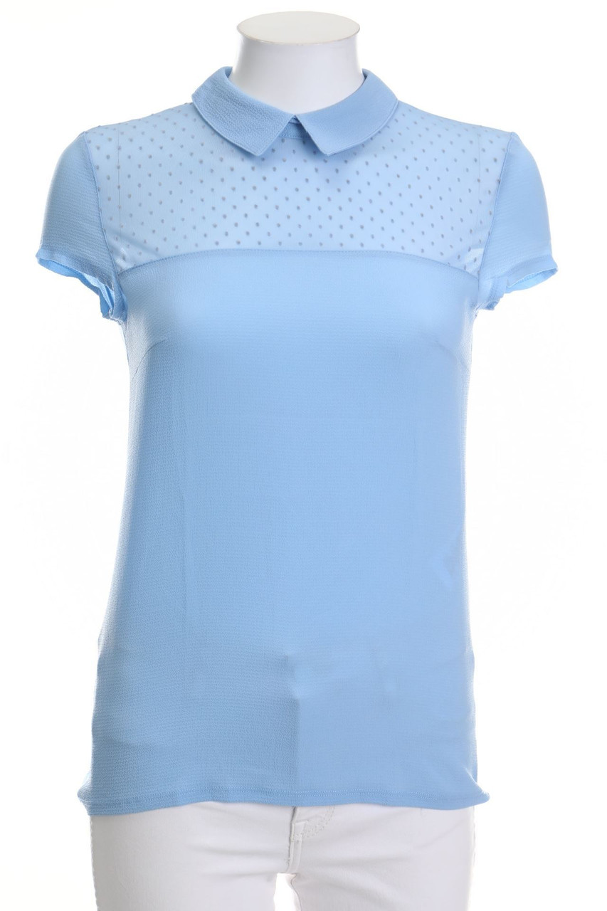 NAF NAF - Kurzarm-Bluse mit Mesh-Einsatz - XS