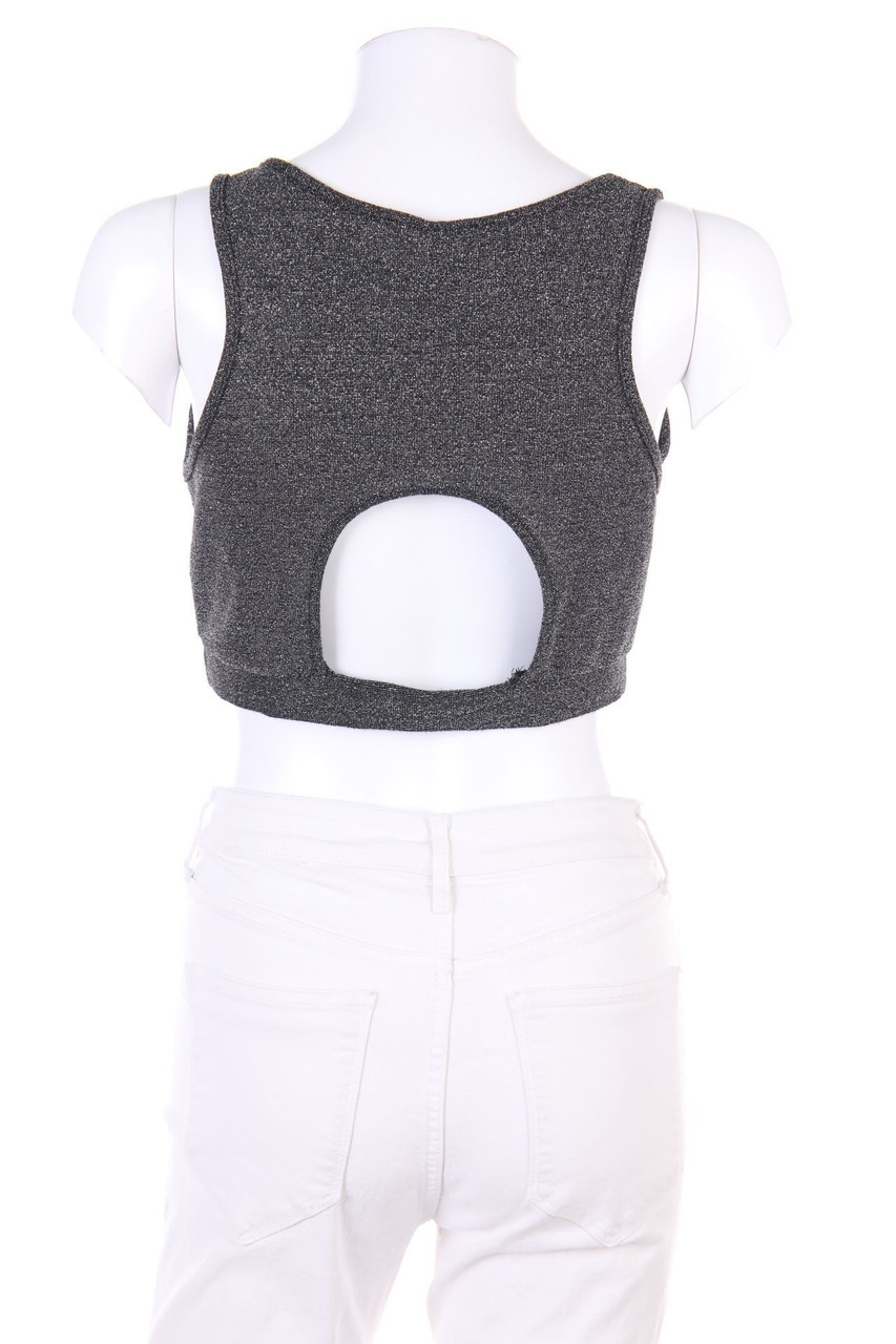 pieces - Crop-Top mit Metallic-Effekt - L