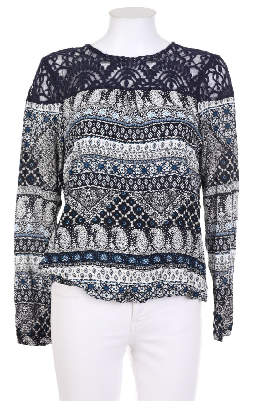 ESPRIT de corp - Muster-Bluse mit Spitze - S