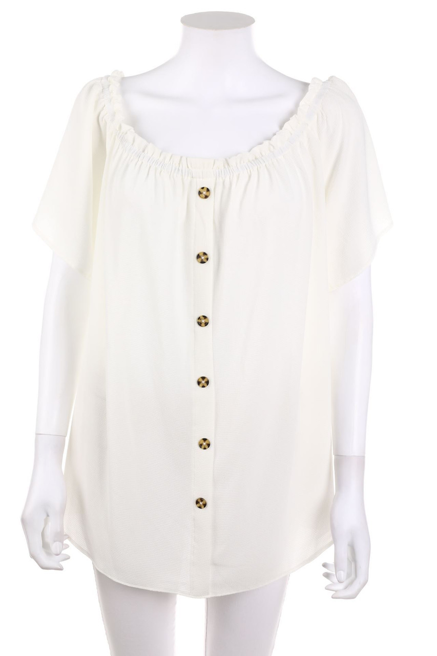 DOROTHY PERKINS - Carmen-Bluse mit Schmuck-Knöpfen - D 48