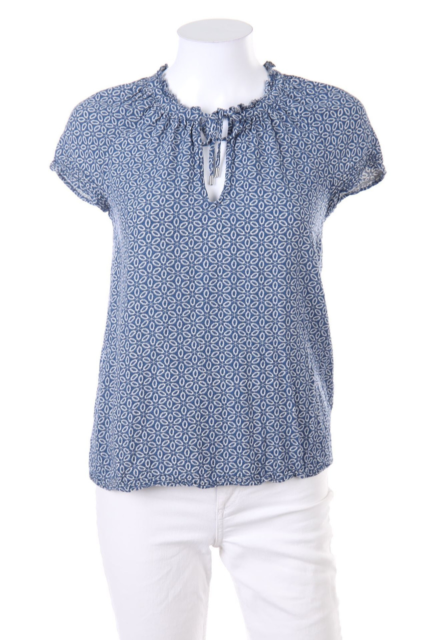 s.Oliver - Print-Kurzarm-Bluse mit Schleife - D 36