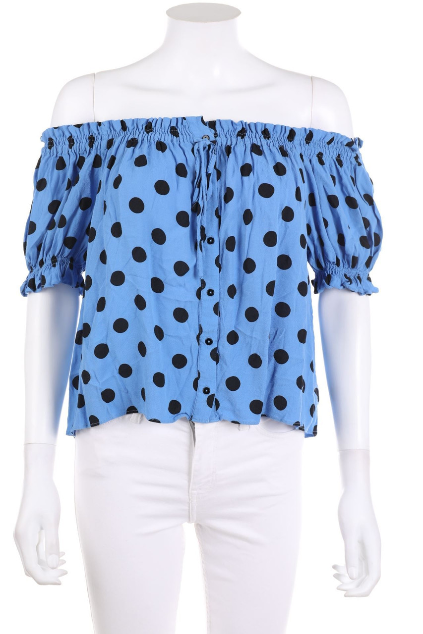 ZARA - Carmen-Bluse mit Punkten - L