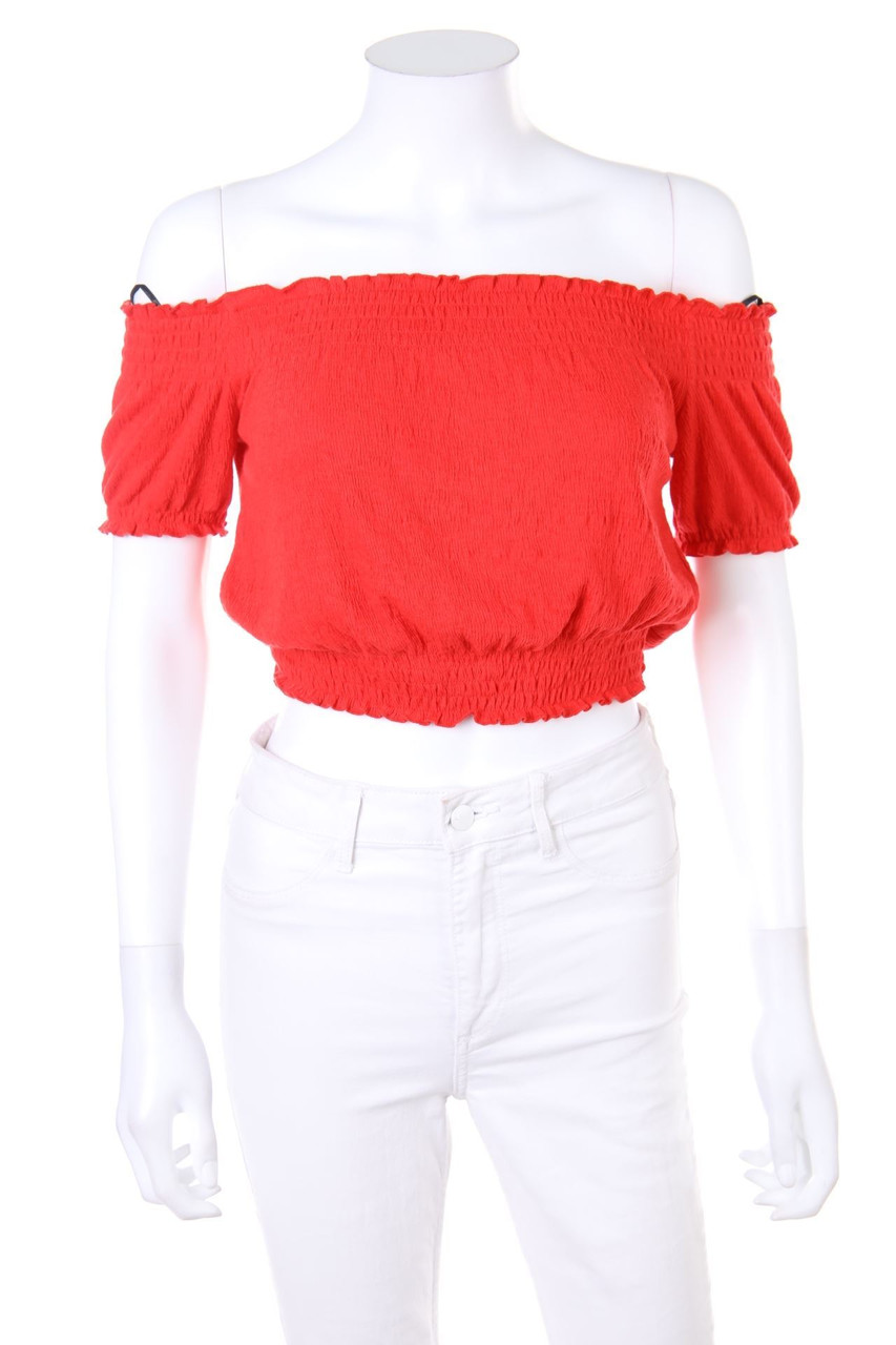 H&M DIVIDED - Cropped-Carmen-Bluse mit Leinen - XS