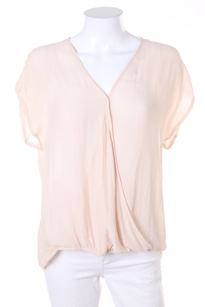 ESPRIT - Kurzarm-Tunika-Bluse in Wickel-Optik - D 36