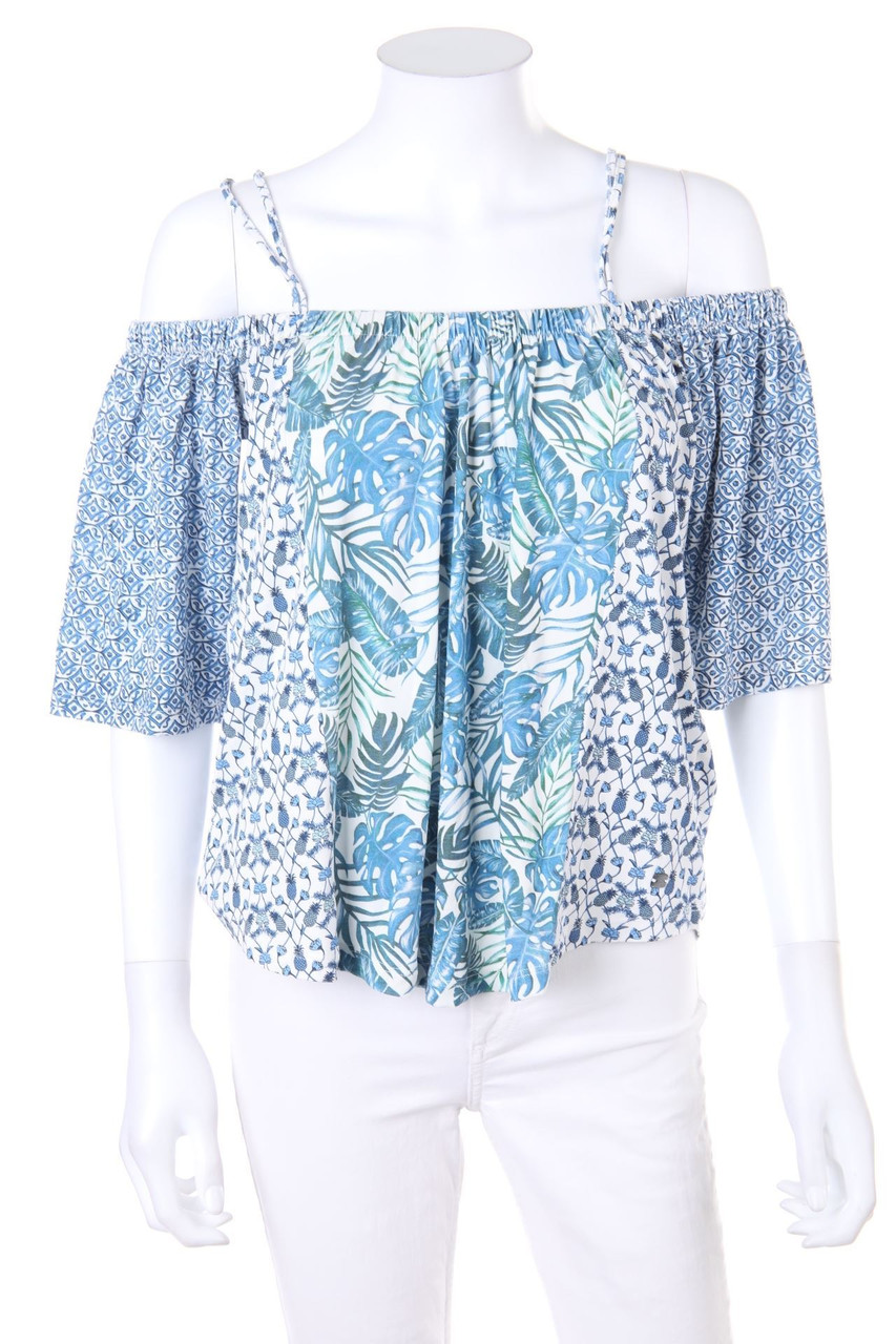 KHUJO - Carmen-Bluse mit Print - S