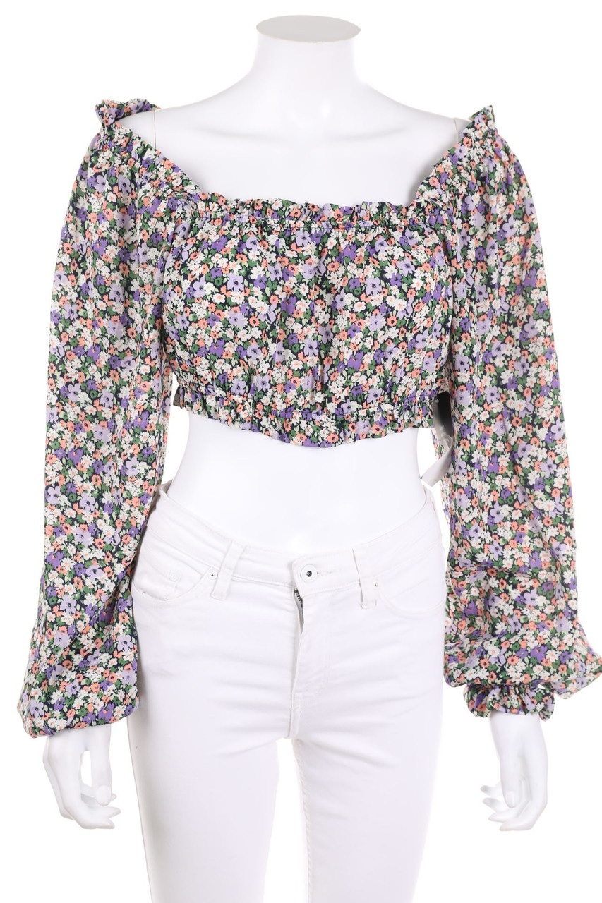 NA-KD - Cropped-Bluse mit Blumen-Print - D 40