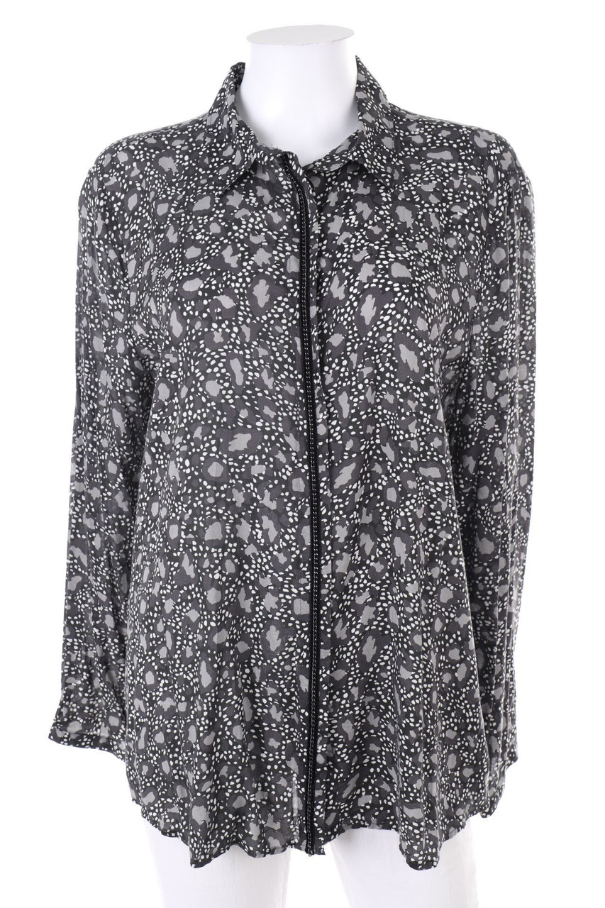 MILANO ITALY - Print-Hemd-Bluse mit Applikationen - D 44